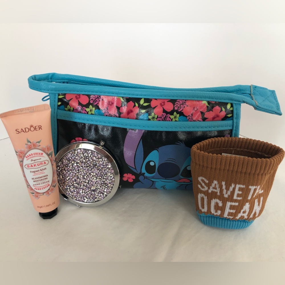 Disney Loungefly Ohana Means Family Gift Bundle Bag, Compact, Sadoer, Cozy